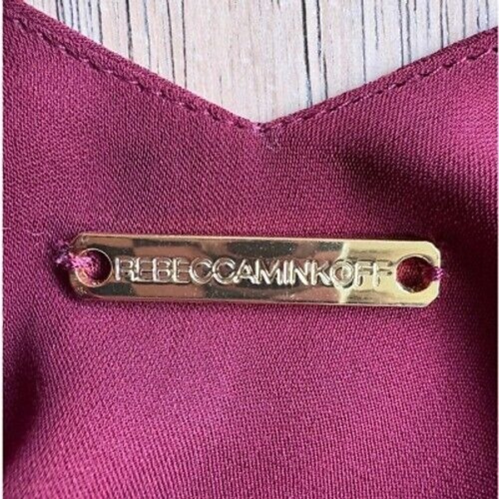 $328 REBECCA MINKOFF Zoey 100% Silk Beaded Top Merlot Cocktail Blouse SIZE 0 EUC - Picture 12 of 16
